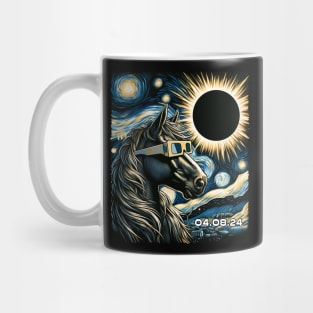 Galactic Equine Majesty: Horse Eclipse Adventure Tee for Equestrians Mug